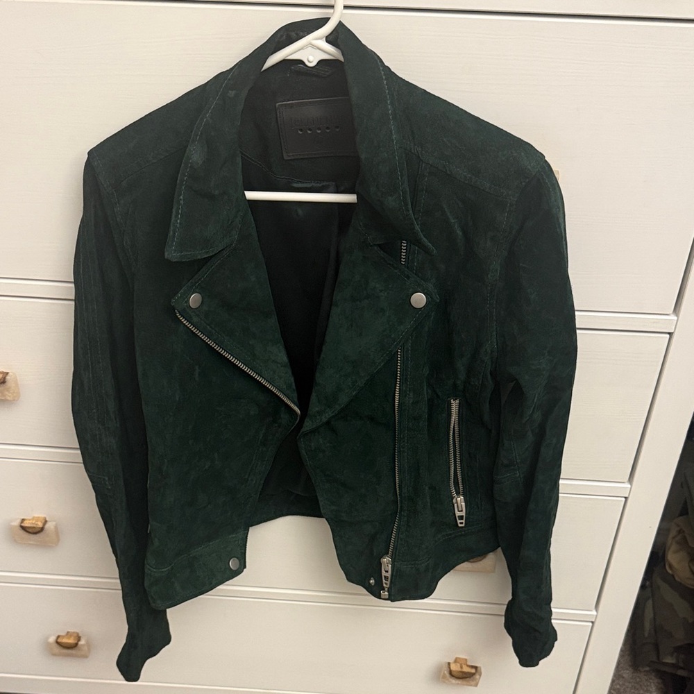 Blank NYC Dark Green Suede Leather Jacket